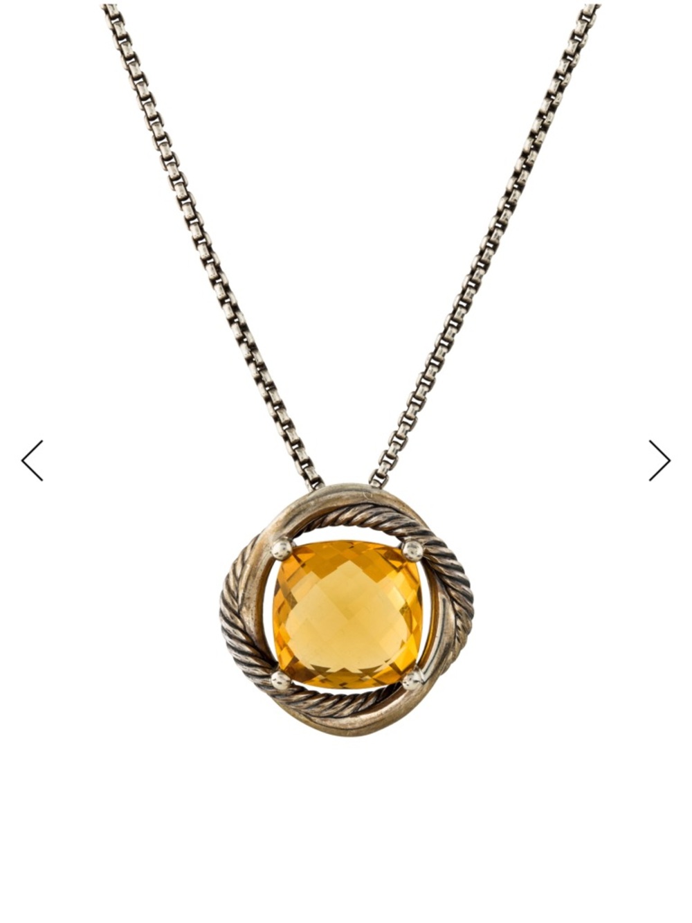 DAVID YURMAN 925 Sterling Silver Infinity Medium Citrine Pendant Necklace